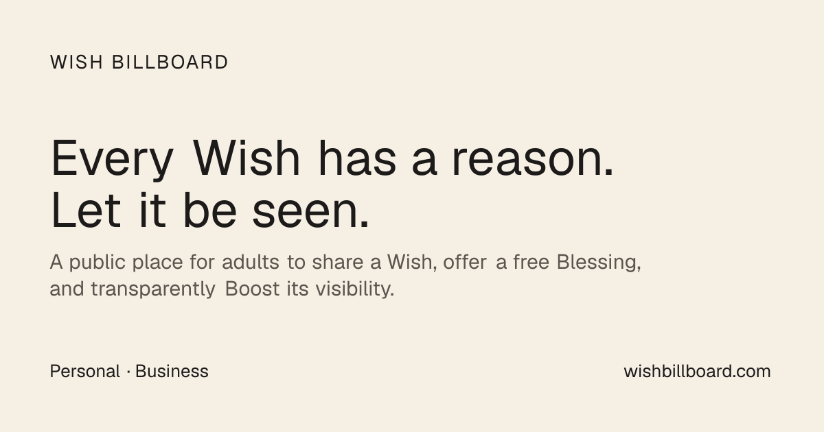 I built a public place for Personal and Business Wishes — is the idea clear in 10 seconds?